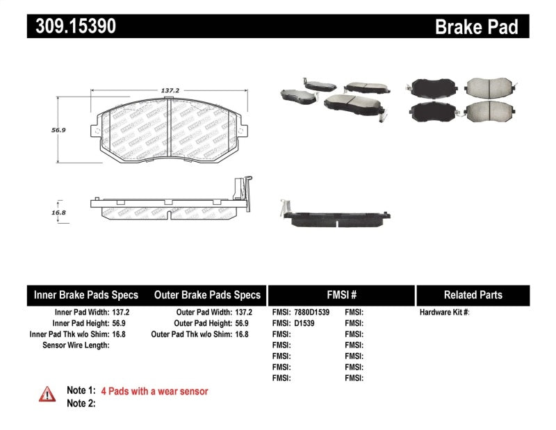 StopTech Performance 13+ FR-S, 86, BRZ, 22+ GR86 Front Brake Pads