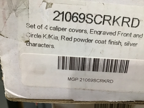 MGP 4 Caliper Covers Engraved Front & Rear Circle K/Kia Red finish silver ch | 21069SCRKRD Scratch & Dent