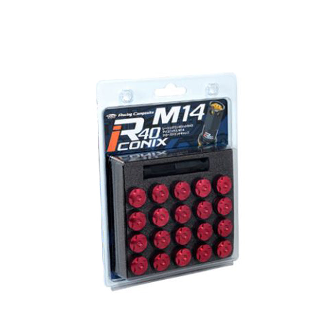 Project Kics 14x1.25 R40 Iconix Aluminum Cap Set - Red (20 Pcs) (WCIA5R)
