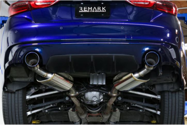 REMARK 14+ Infiniti Q50 Axleback Exhaust w/Mufflers - Burnt Double Wall Tip (RO-TTQ5-DM)