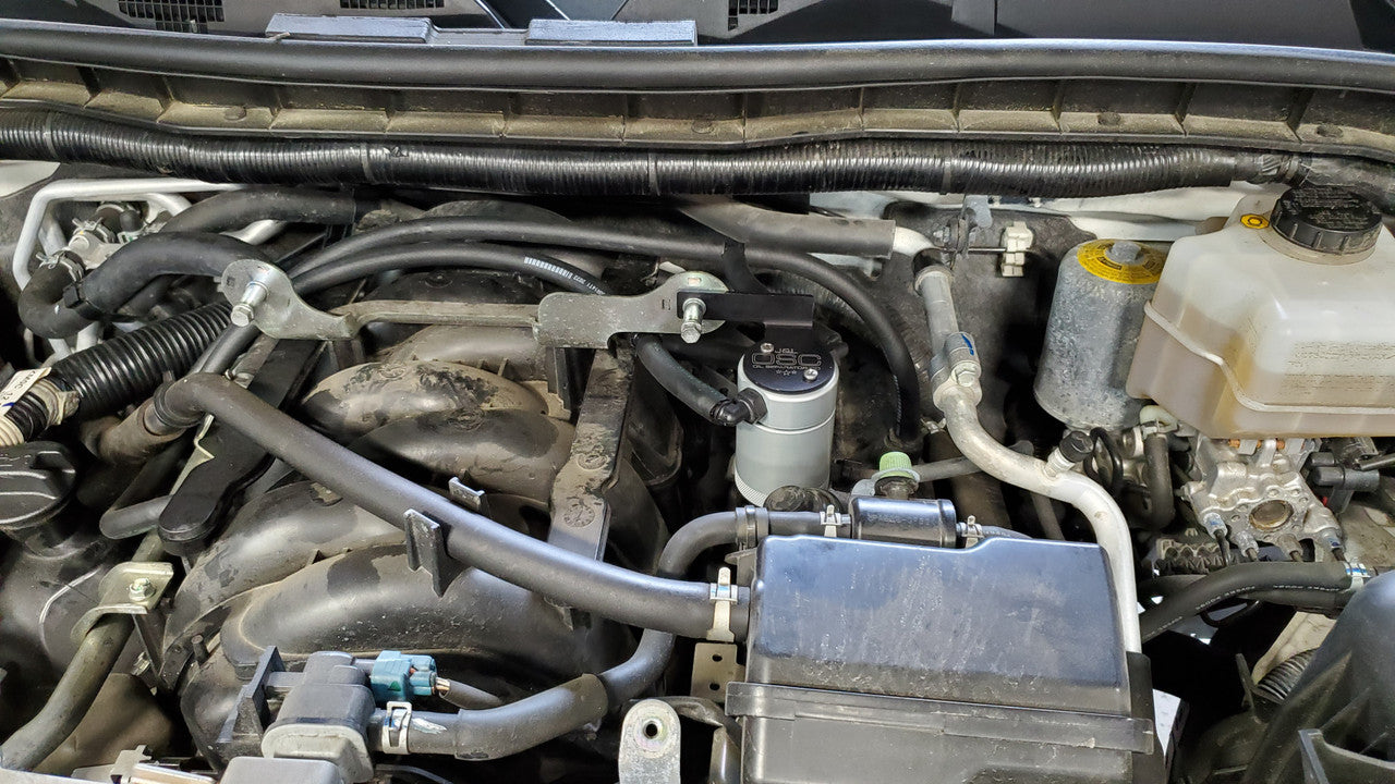 J&L17-24 Nissan Armada / 14-24 Infiniti QX80 5.6L Driver Side Oil Separator 3.0 - Clear Anodize (3118D-C)