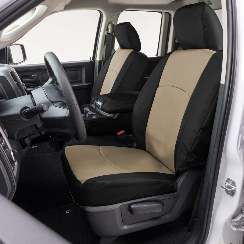 Covercraft 17-24 Nissan Armada Endura PrecisionFit Custom Front Row Seat Covers - Tan/Black (GTN676ABENTB)