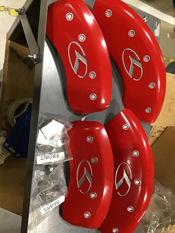 MGP 4 Caliper Covers Engraved Front & Rear Circle K/Kia Red finish silver ch | 21069SCRKRD Scratch & Dent