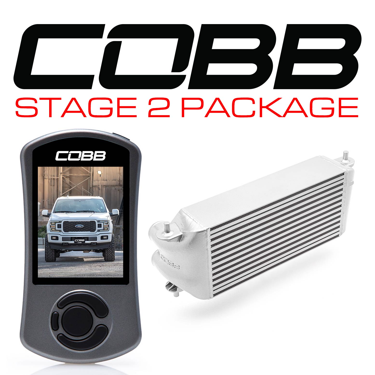Cobb 18-20 Ford F-150 2.7L Stage 2 Power Package - Silver (Factory Loc. I/C + NO INTAKE