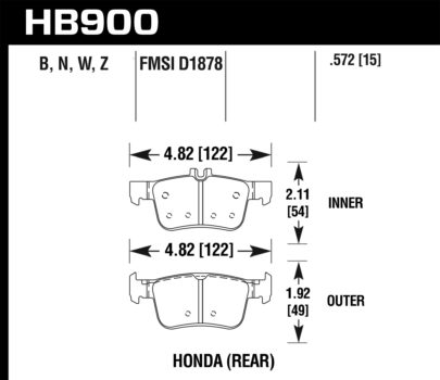 Hawk HPS 5.0 Rear Brake Pads for 2017+ Civic Type R & Sport
