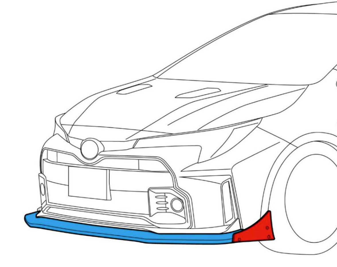 HKS 2023+ GR Corolla FRP Type S Front Spoiler w Carbon Fiber End Plates