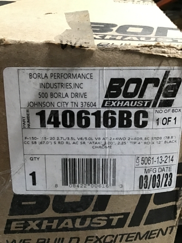 Borla 15-16 Ford F150 3.5L EcoBoost Ext. Cab Black Chrome CB Exht ATAK Single Split Rear Exit | 140616BC Scratch & Dent