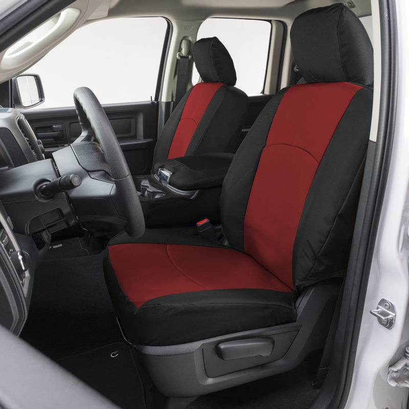 Covercraft 17-24 Nissan Armada Endura PrecisionFit Custom Front Row Seat Covers - Red/Black (GTN677ABENRB)