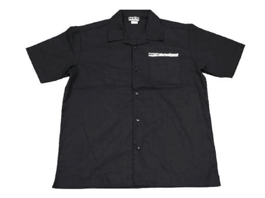 polyester black button up shirt