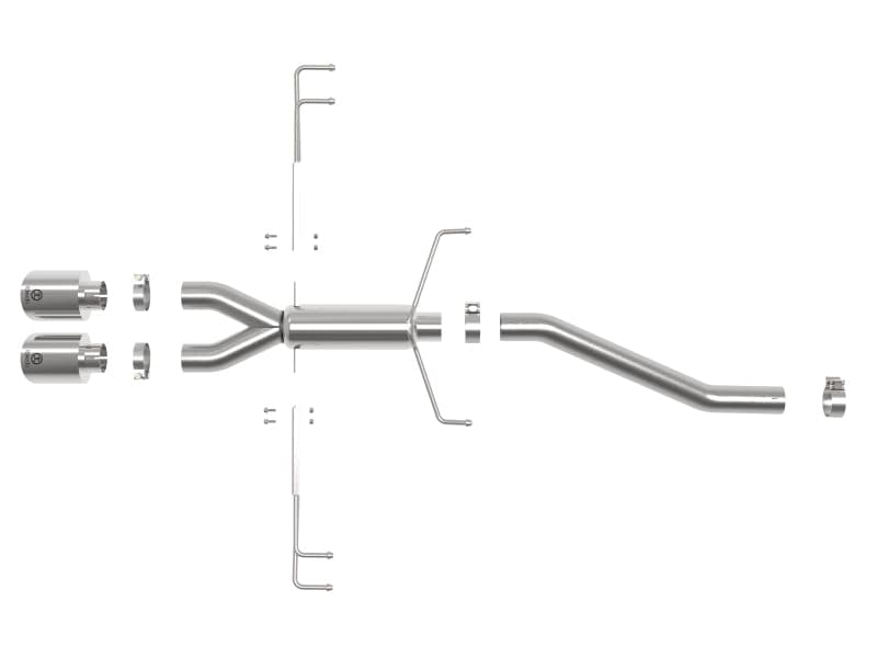 aFe Takeda 2.5in 304SS Sistema de escape con eje trasero 17-19 Honda Civic Type R L4-2.0L (t) - Punta pulida