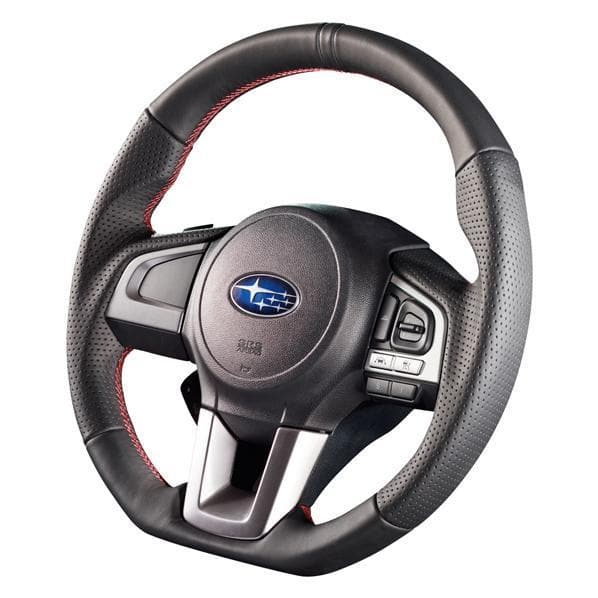 Damd Red Stitch D-Shape Steering Wheel - Legacy/ Outback, Forester, Crosstrek 2015+