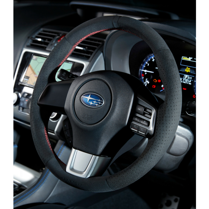 DAMD Suede Red-Stitch O-Shape Steering Wheel for Subaru 2015 WRX & STi