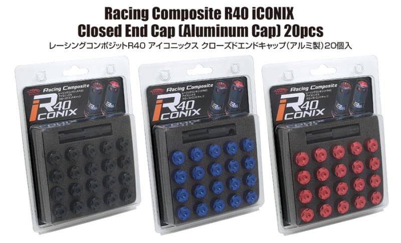 Project Kics 14x1.25 R40 Iconix Aluminum Cap Set - Red (20 Pcs) (WCIA5R)