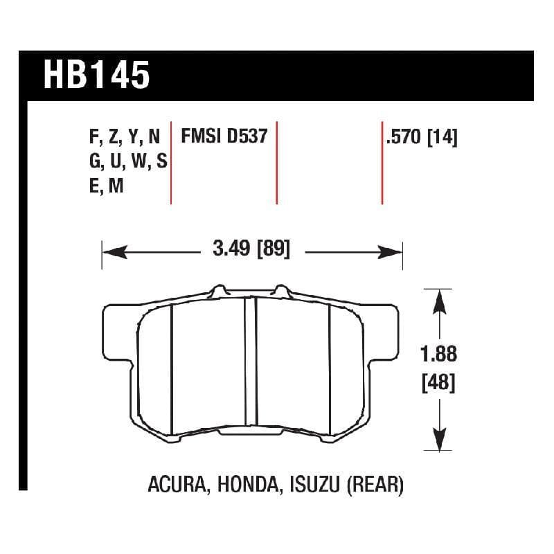 Hawk High Performance Street (HPS) Brake Pads for Rear Honda Applications