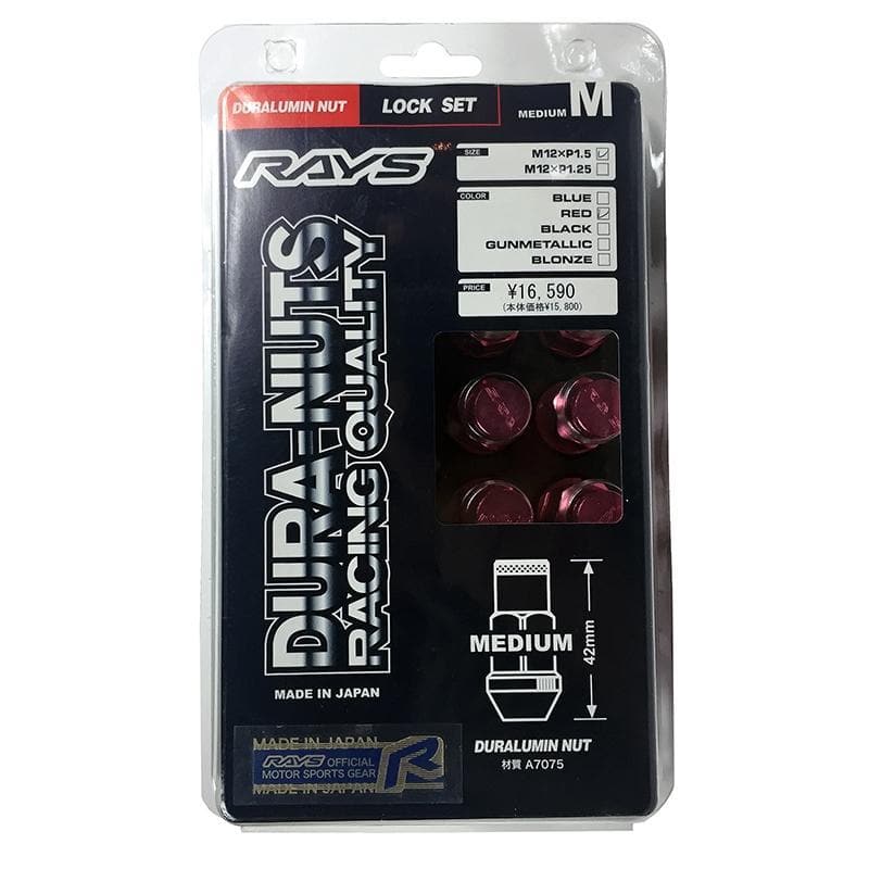 Rays Medium 42mm Dura-Nut Red Lug Nuts in 12x1.50