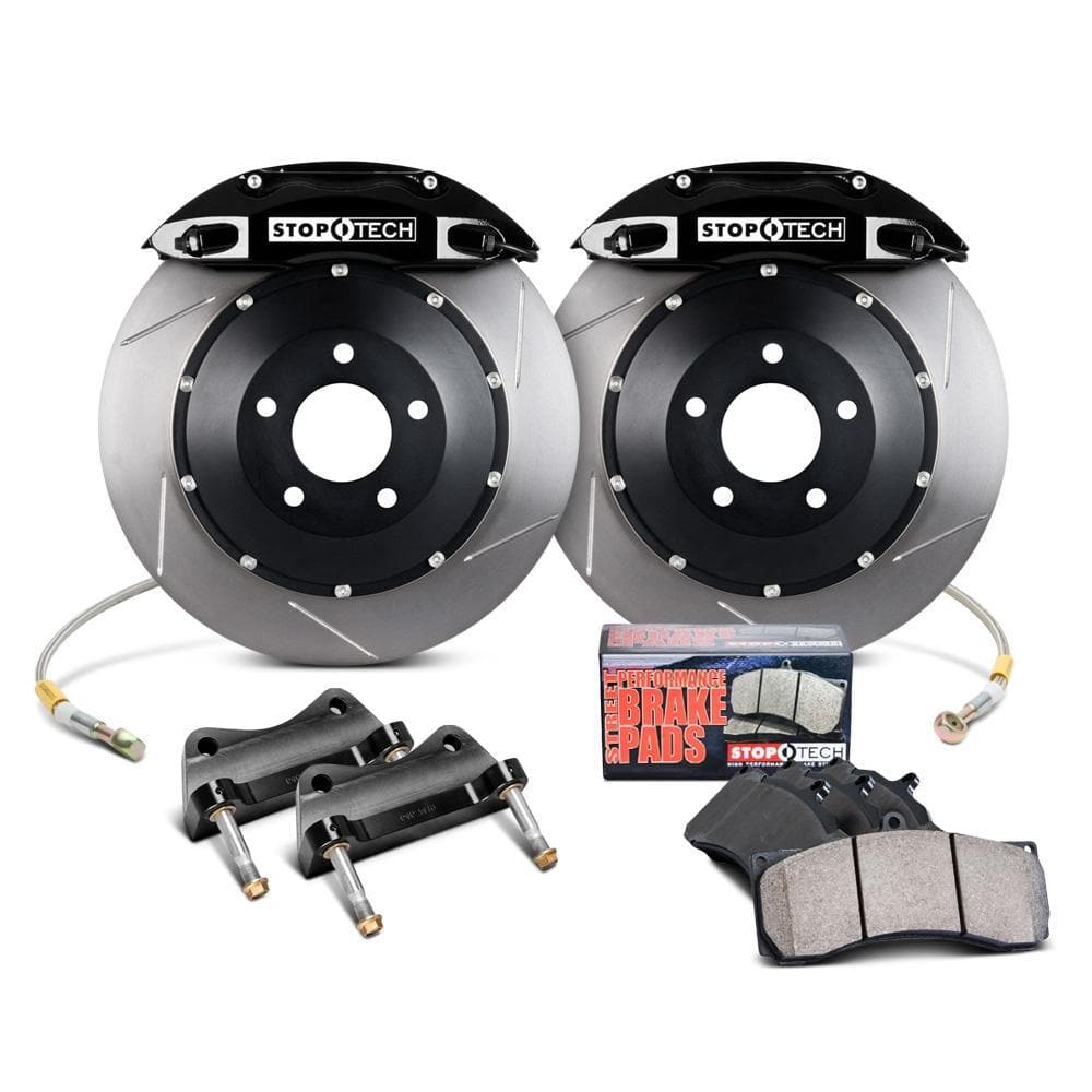 StopTech Front Big Brake Kit for the Honda CR-Z ZF1 ZF2 in Black with Zinc Coated Slotted Rotors