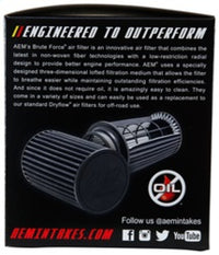 AEM Induction Brute Force Dryflow Conical Air Filter - 6-inch Base OD, 3.5-inch Flange ID, 5.25-inch Height