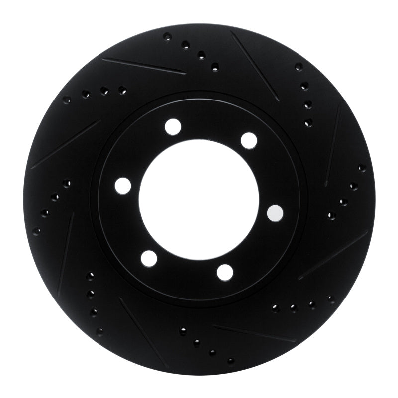 R1 Concepts Lexus GX470 Front Right Drilled & Slotted Brake Rotor - Black Finish