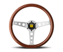 MOMO Indy 350mm Mahogany Wood Steering Wheel with Brushed Spokes