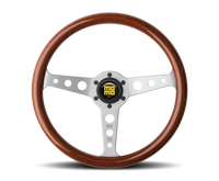 MOMO Indy 350mm Mahogany Wood Steering Wheel with Brushed Spokes