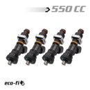 BLOX Racing Eco-Fi Street Fuel Injectors 550cc/min for Honda B/D/H Series with 1/2 inch Adapter (Set of 4)