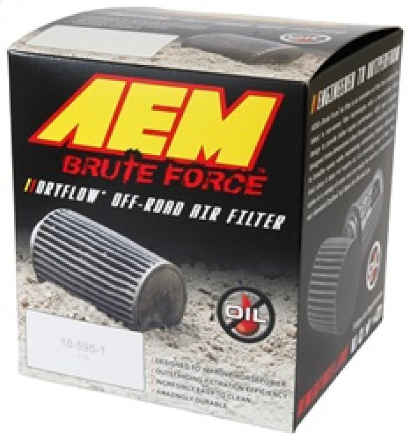 AEM Induction Brute Force Dryflow Conical Air Filter - 6-inch Base OD, 3.5-inch Flange ID, 5.25-inch Height