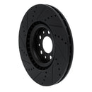 R1 2017-2025 Alfa Romeo Stelvio Front Right Drilled & Slotted Black Brake Rotor