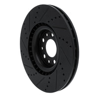 R1 2017-2025 Alfa Romeo Stelvio Front Right Drilled & Slotted Black Brake Rotor