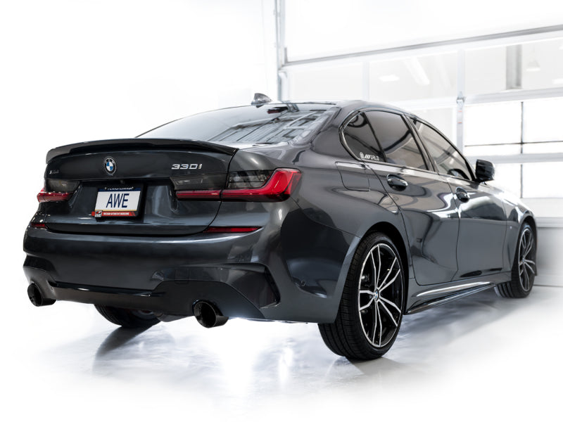 AWE Tuning 19-23 BMW 330i / 21-23 BMW 430i Base G2X Track Edition Axle-Back Exhaust - Diamond Black