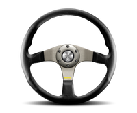 MOMO Tuner Steering Wheel 350 mm - Black Leather with Red Stitch and Black Spokes