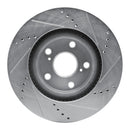 R1 Concepts Genesis G70 Front Left Drilled & Slotted Silver Brake Rotor (Part RNC631-21053L)