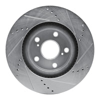 R1 Concepts Genesis G70 Front Left Drilled & Slotted Silver Brake Rotor (Part RNC631-21053L)
