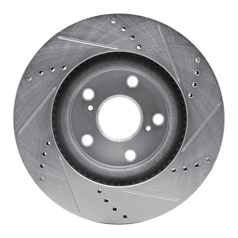 R1 Concepts Genesis G70 Front Left Drilled & Slotted Silver Brake Rotor (Part RNC631-21053L)