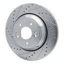 R1 Concepts Genesis G80 Rear Left Drilled & Slotted Silver Brake Rotor (2018-2023)