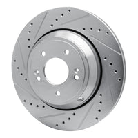 R1 Concepts Genesis G80 Rear Left Drilled & Slotted Silver Brake Rotor (2018-2023)