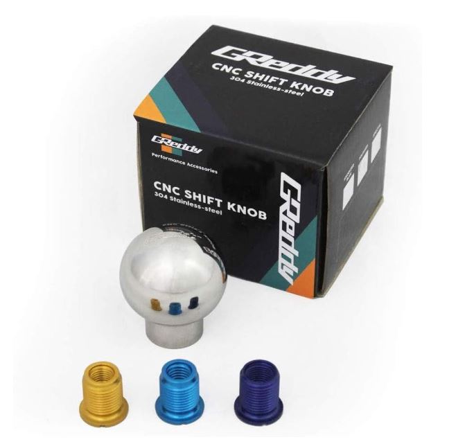 Greddy Shift Knob Ball Type w/Inserts - High Polished Stainless Steel - Fits Most Japanese Cars