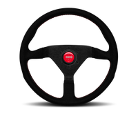 MOMO Montecarlo Alcantara 320mm Steering Wheel with Red Stitch and Black Spokes