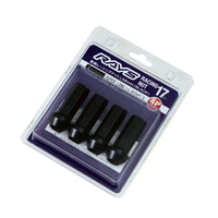Rays 17 Hex Racing Nut Set L58 Super Long Type 12x1.50 - Black Chromate (4 Pieces) (W17RN12150BL58)
