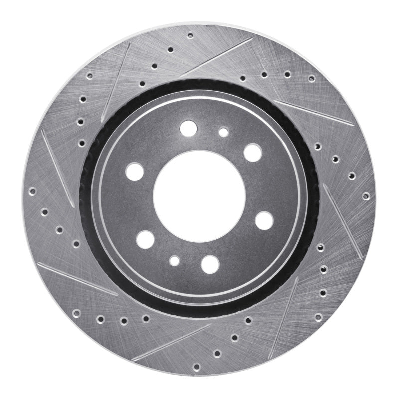 R1 Concepts Front Left Drilled & Slotted Silver Brake Rotor for Ford Expedition 2007-2021