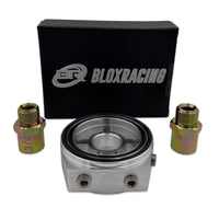 BLOX Racing Oil Filter Block Adapter Silver for Oil Pressure and Temperature Monitoring