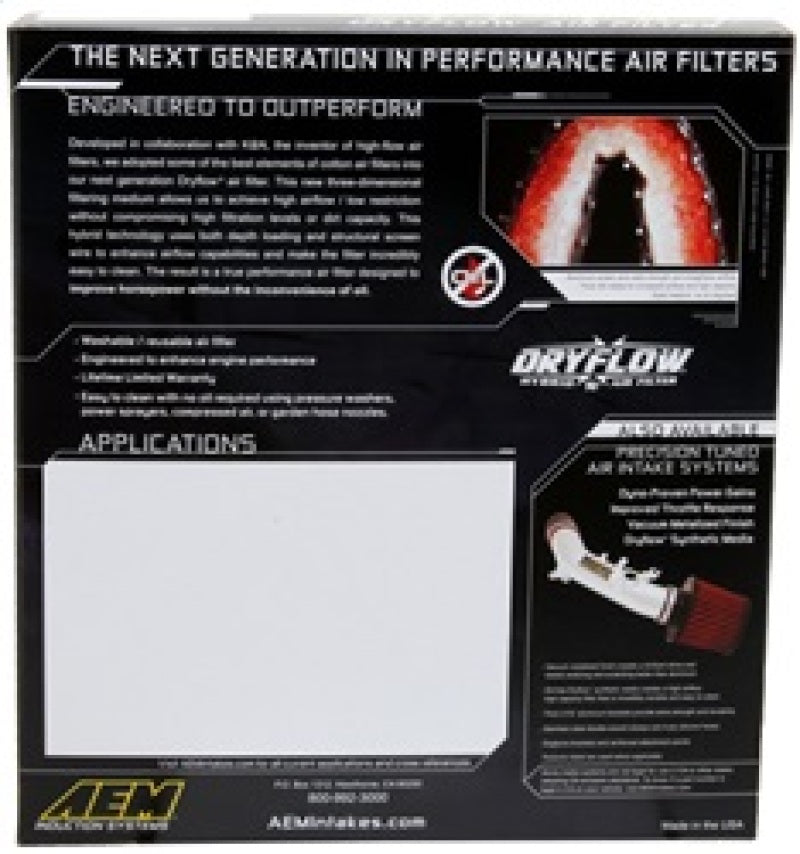 AEM Induction 28-20304 Dryflow Air Filter for Subaru Impreza 2007-2010 and Forester 2008-2010