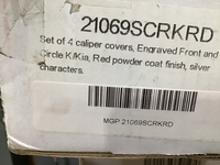 MGP 4 Caliper Covers Engraved Front & Rear Circle K/Kia Red finish silver ch | 21069SCRKRD Scratch & Dent