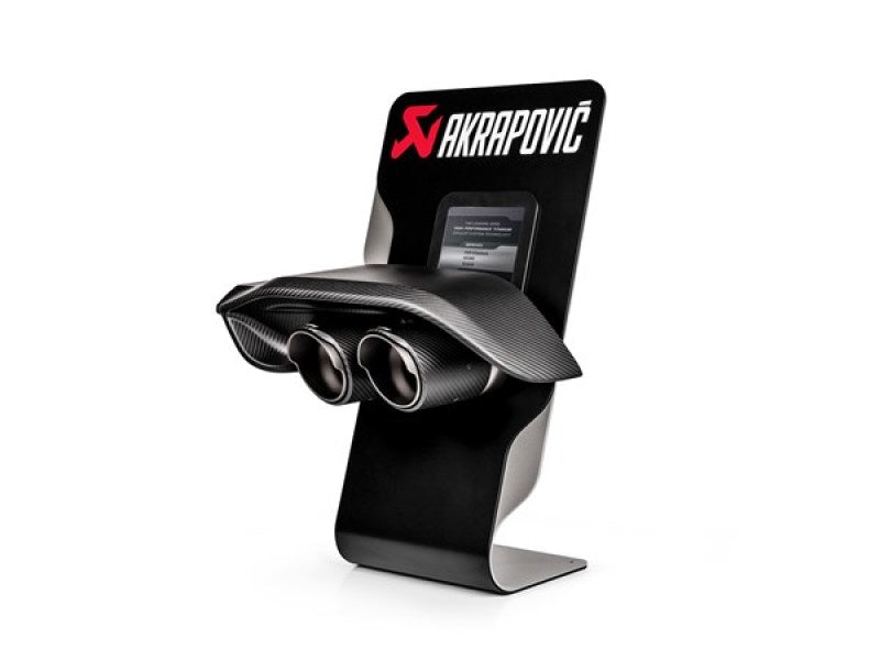 Akrapovic POS Car Counter Display with Sample Tail Pipe Set and High Gloss Carbon Diffuser - Part AKR P-CM-CDC/1