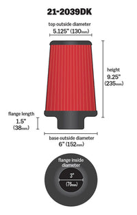 AEM Induction 3-inch x 9-inch Dryflow Air Filter for Enhanced Performance
