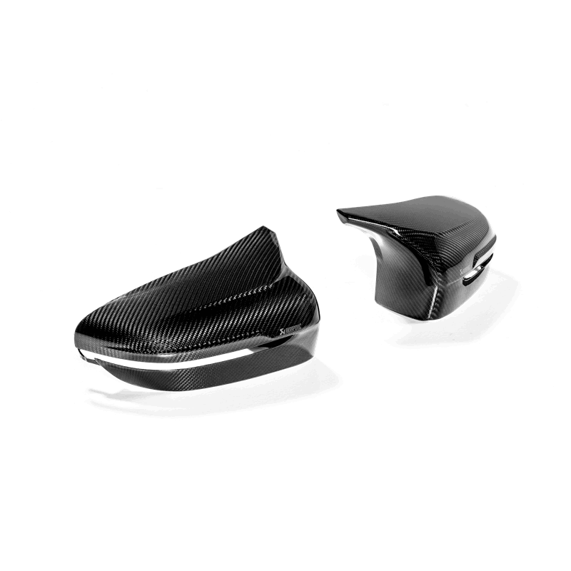 Akrapovic Carbon Fiber Mirror Cap Set for 2018+ BMW M5 (F90) & 2020 BMW M8 (F91/F92) – High Gloss Finish