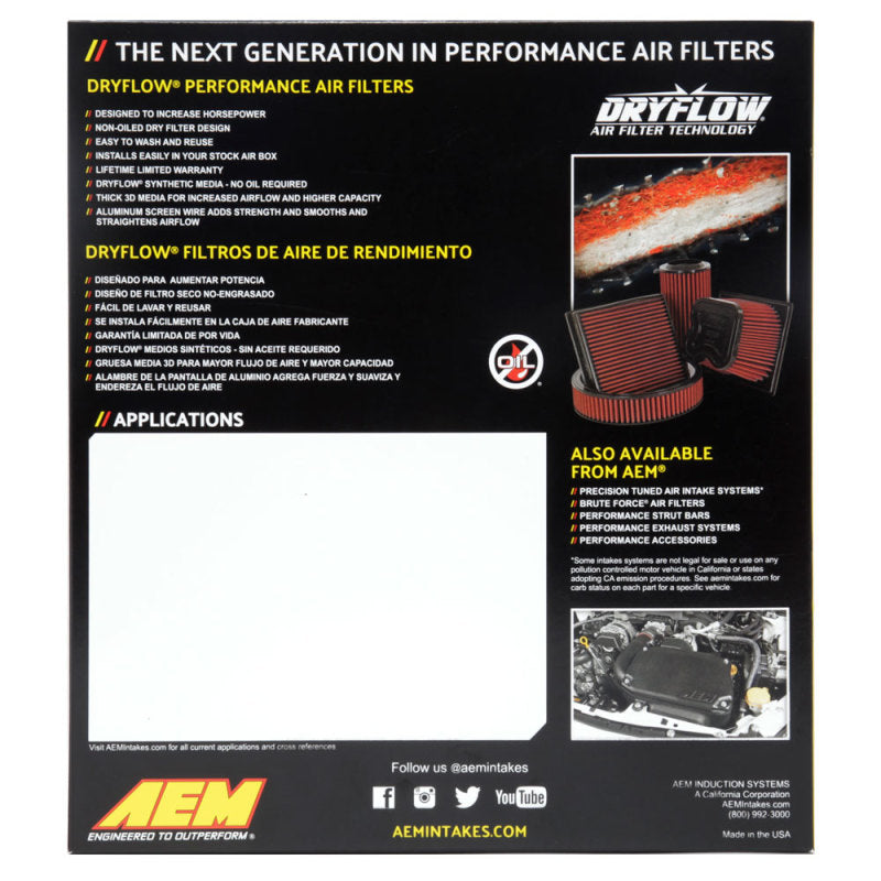 AEM Induction DryFlow Air Filter for Subaru WRX STI 2.5L (2019-2021)