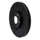 R1 2017-2025 Alfa Romeo Stelvio Front Left Drilled & Slotted Black Brake Rotor