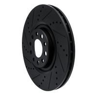 R1 2017-2025 Alfa Romeo Stelvio Front Left Drilled & Slotted Black Brake Rotor