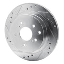 R1 1989-1996 Nissan 300ZX Turbo Rear Left Drilled & Slotted Silver Brake Rotor