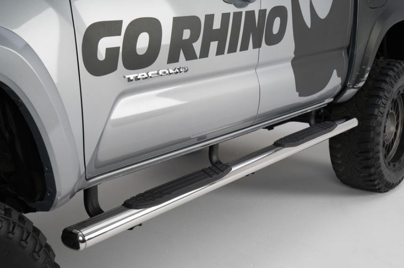 Go Rhino 2022 Toyota Tundra Crew Max 4 puertas 4 pulgadas. Kit completo Serie 1000 con escalón lateral + soportes - Pulido